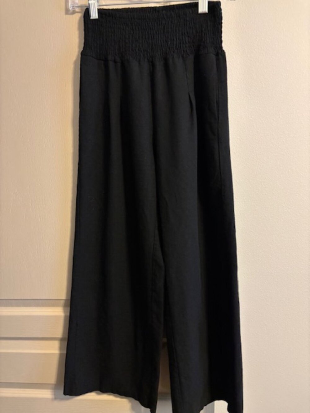 Old Navy Women's Size S Black Wide Leg Crop Pants Linen Blend Pullon Pockets